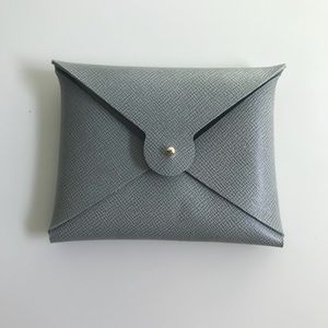 Gray leather card case